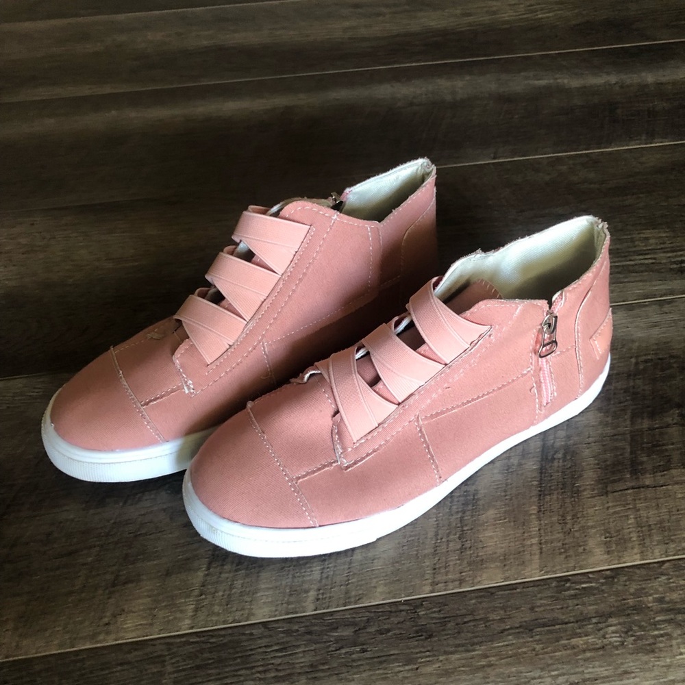 Pink mid top sneakers